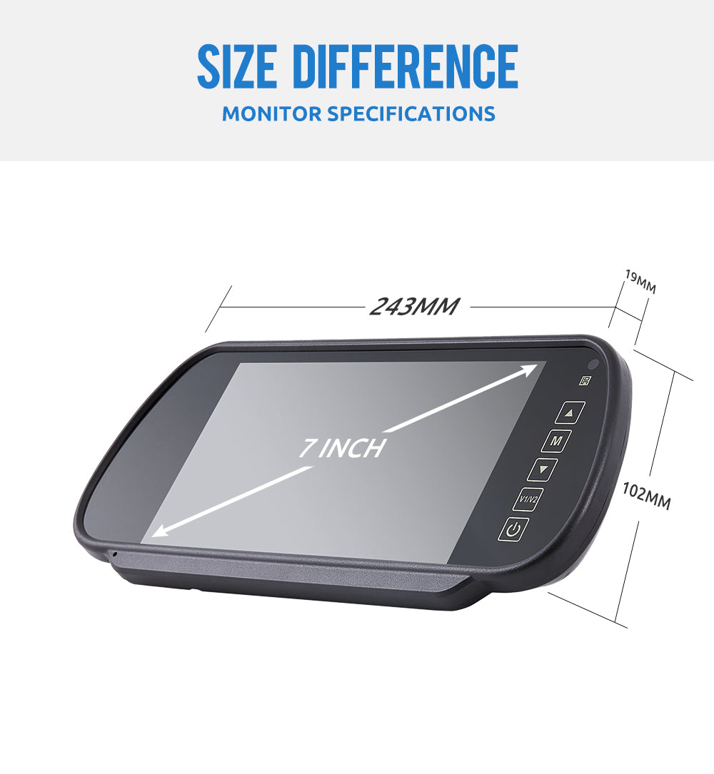 7" Mirror Monitor TFT LCD