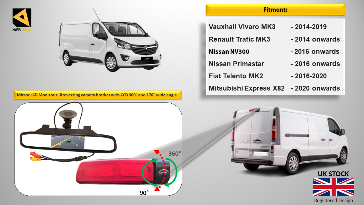 Reversing Camera and 4.3" Mirror Monitor For Vivaro, Trafic, Primastar 2014+