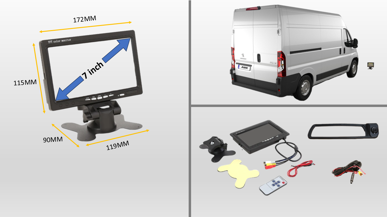 Reversing Camera & 7" Monitor For Peugeot Boxer, Citroen Relay, Citroen Jumper, Fiat Ducato 2007 - 2022