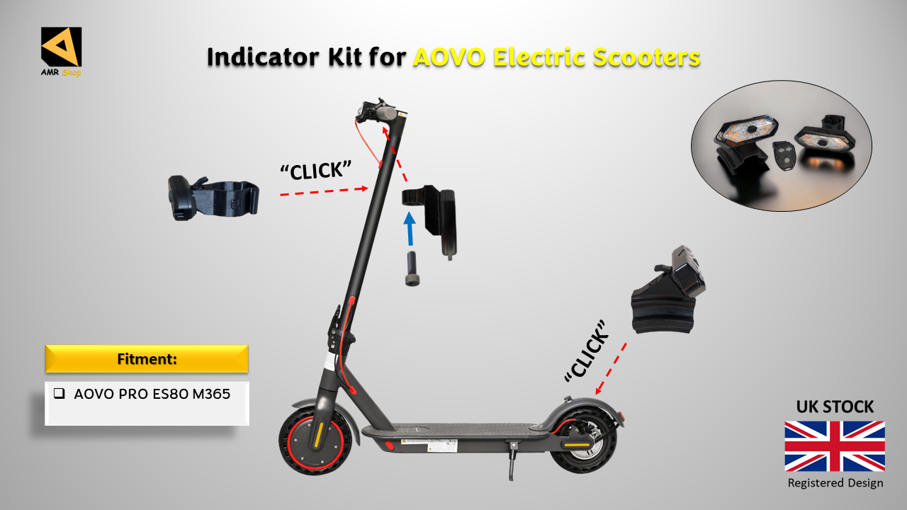 AOVO PRO M365 Pro Indicator/Blinker Kit Front & Rear Turn Signal (Clear)