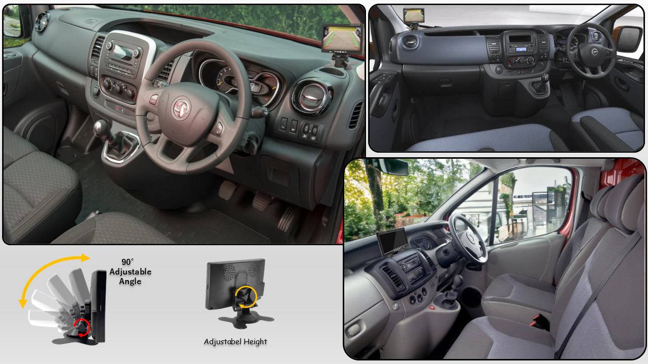 Reversing Camera & 7" Monitor for Vauxhall Vivaro MK3, Renault Trafic MK3 2014 (White)