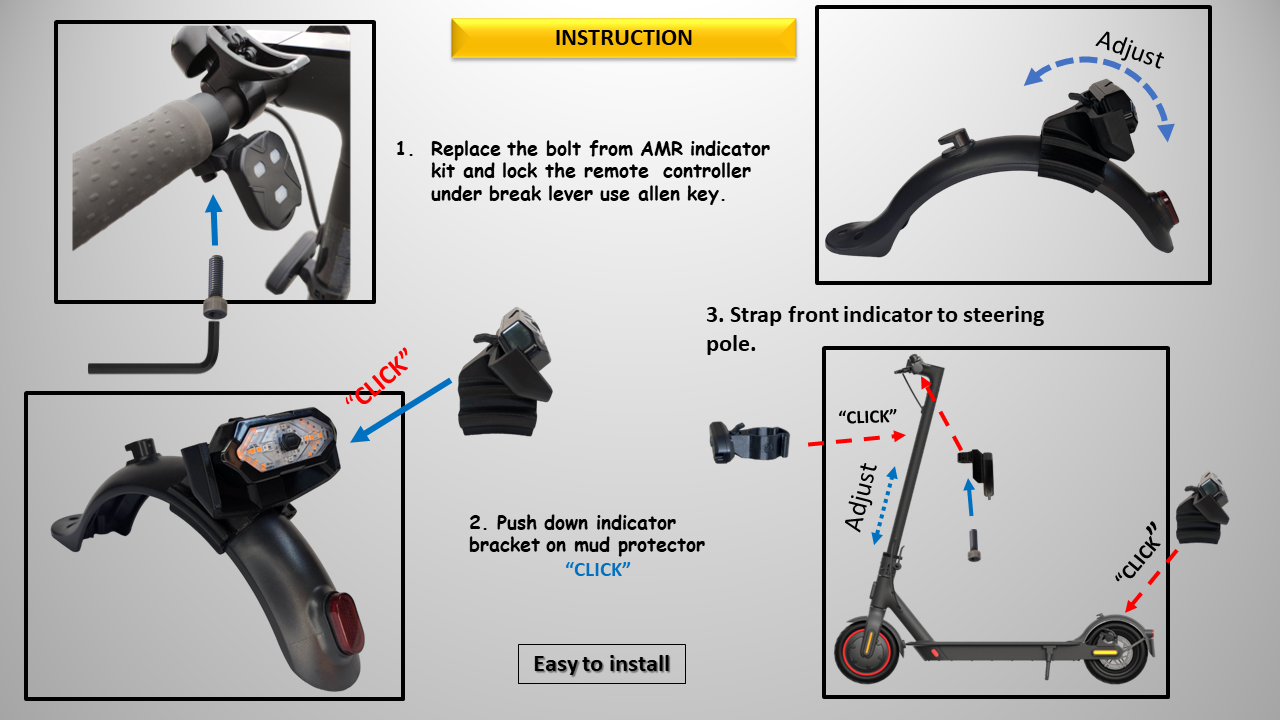 Front & Rear Indicator Kit for Xiaomi Electric Scooter Mi 363 Pro 1S (Clear)