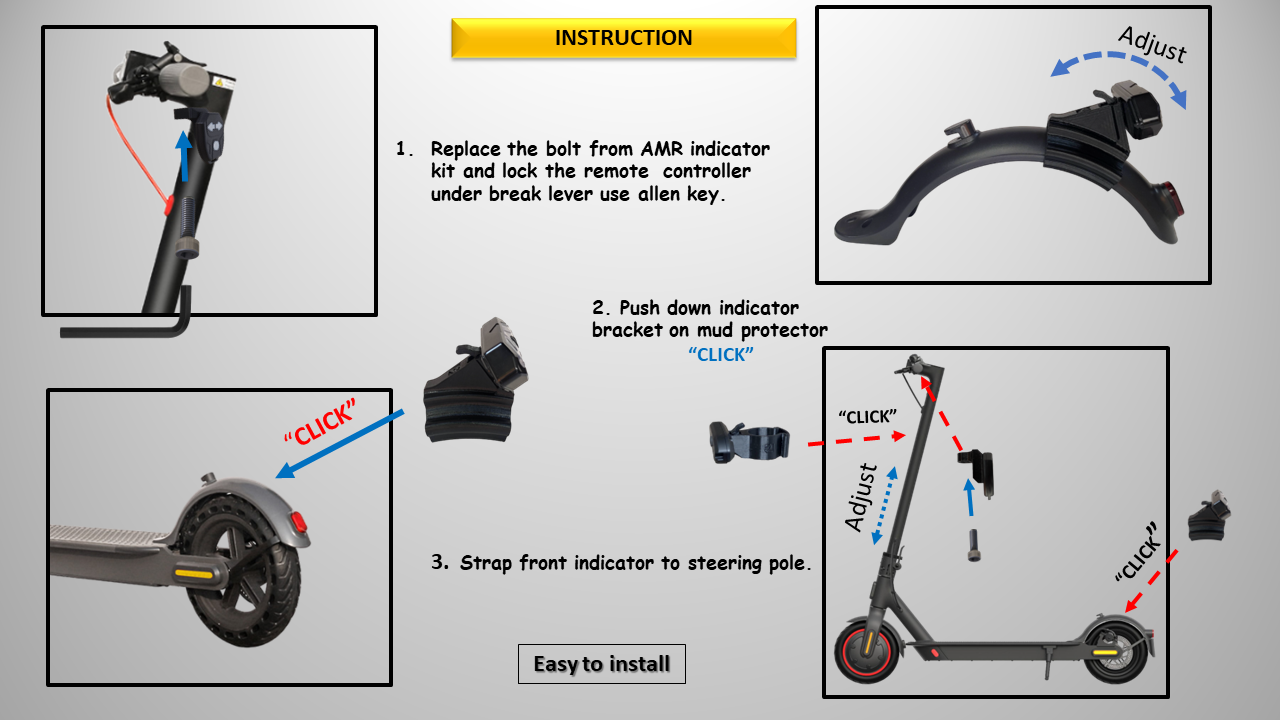 AOVO PRO M365 Pro Indicator/Blinker Kit Front & Rear Turn Signal (Clear)