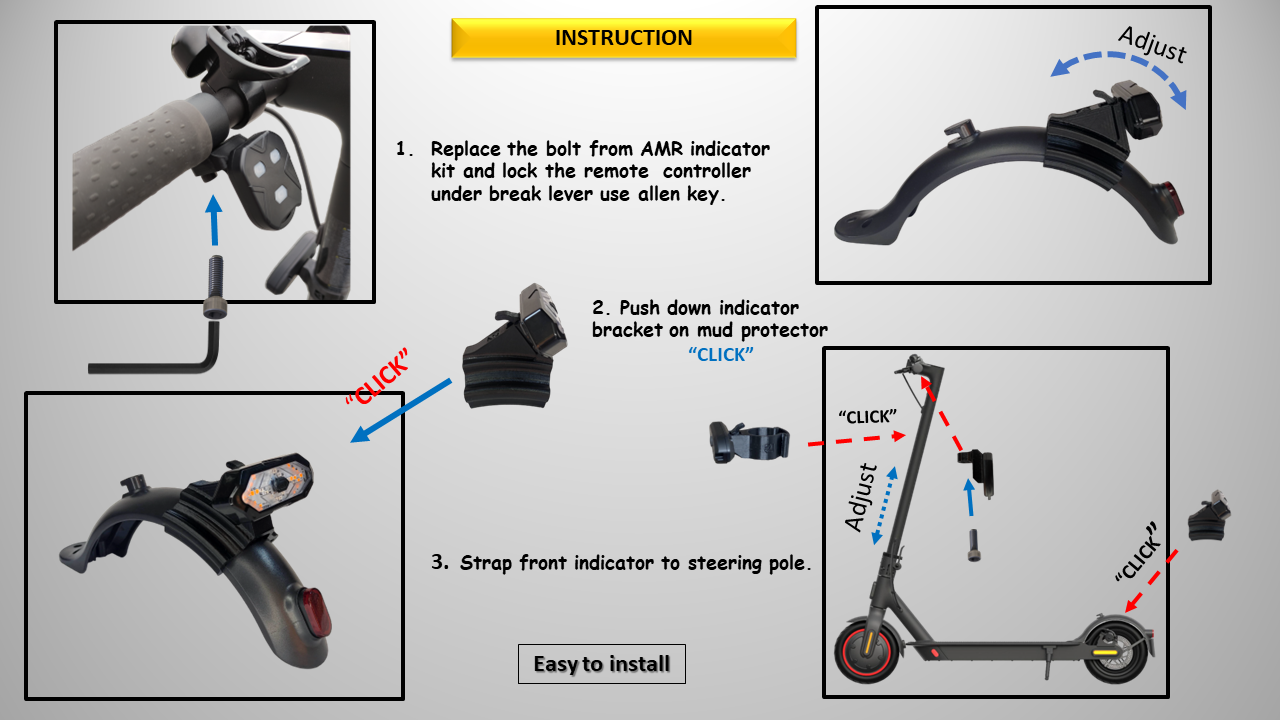 Front & Rear Indicator Kit for Xiaomi Electric Scooter Mi 363 Pro 1S (Clear)