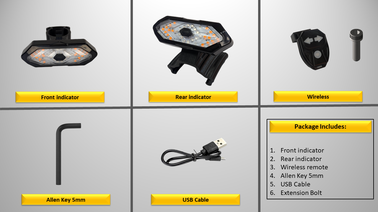 Front & Rear Indicator Kit for Xiaomi Electric Scooter Mi 363 Pro 1S (Clear)