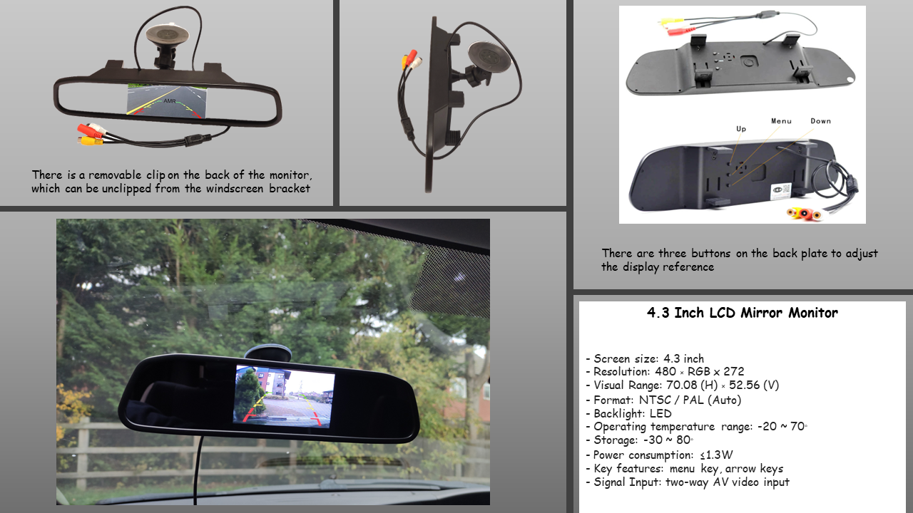 Reversing Camera & 4.3" Mirror Monitor For Vivaro, Trafic, Primastar 2001-2013