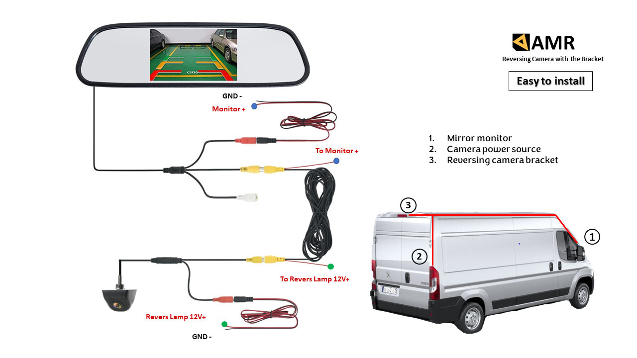 VW Transporter T5 T6 Van Bus Mirror Monitor Car Parking Rear View Camera Kit