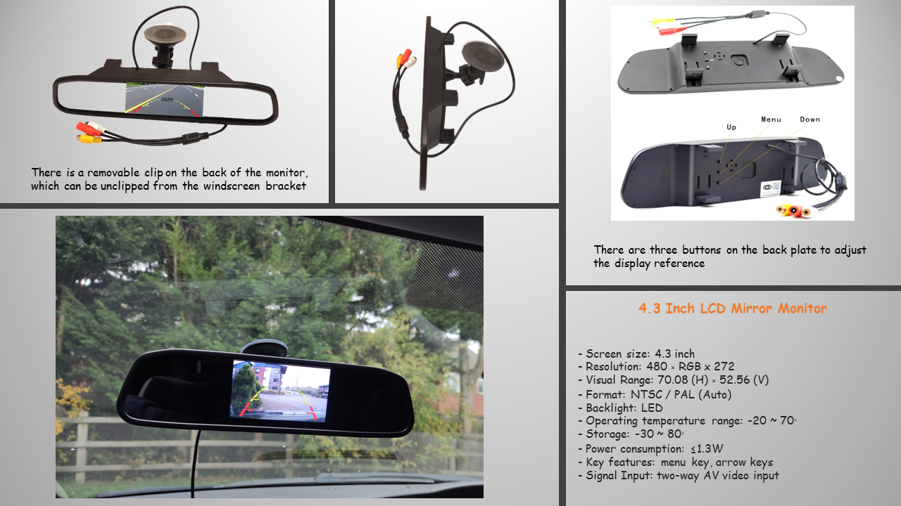 Reversing Camera and 4.3" Mirror Monitor For Vivaro, Trafic, Primastar 2014+
