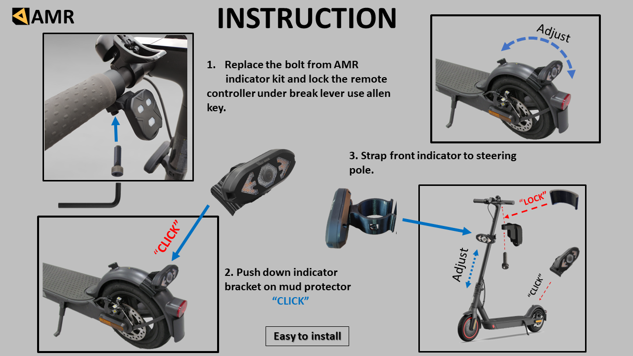 Front and Rear Indicator for Xiaomi Electric Scooter