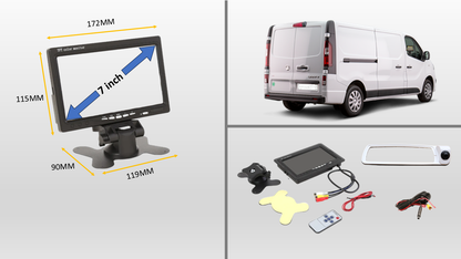 Reversing Camera & 7" Monitor for Vauxhall Vivaro MK3, Renault Trafic MK3 2014 (White)