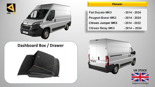 3D Printed Dashboard Tray with Sun Shade for Peugeot Boxer Citroen Relay Fiat Ducato 2014+