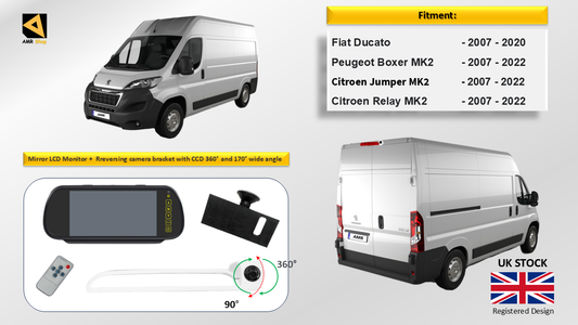 Reversing Camera & 7" Monitor For Peugeot Boxer, Citroen Relay, Citroen Jumper, Fiat Ducato 2007 - 2022