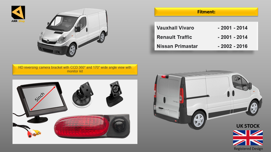 5" Monitor and Reversing Camera For Vivaro, Trafic, Primastar 2001-2013 (WHITE)
