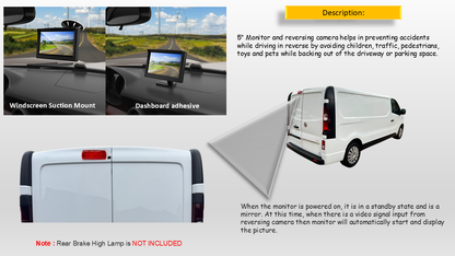 5" Monitor and Reversing Camera For Vivaro, Trafic, NV300 2014-2022 (WITHE)