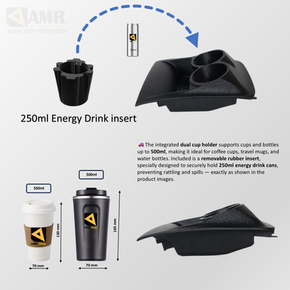 Dashboard Tray with Dual Cup Holder & Storage Peugeot Boxer, Citroen Relay, Fiat Ducato 2014+